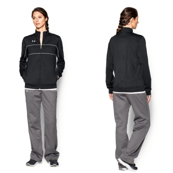 Under Armour Black Rival Knit Warm Up Zip Jacket - Picture 1 of 14